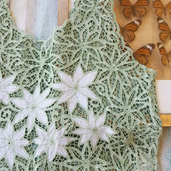 Vintage Sheer Floral Crochet Tank Top L - Picture 3 of 6